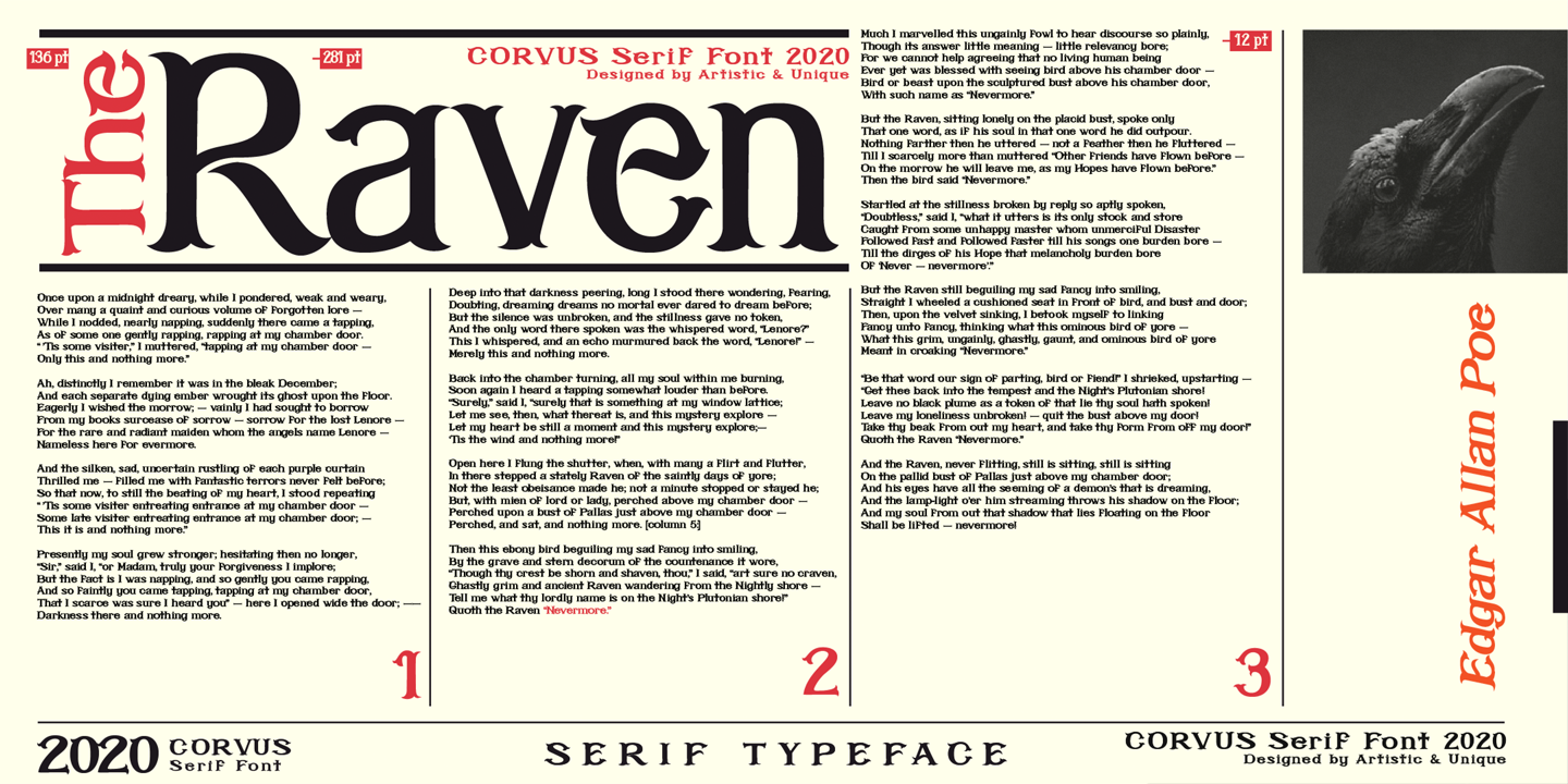 Ejemplo de fuente Corvus Bold Condensed